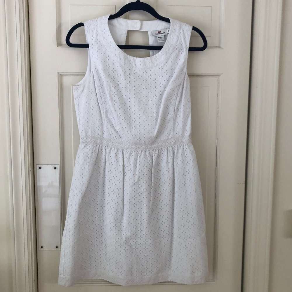 Vineyard Vines Eyelet Trim Dress White- Size 8